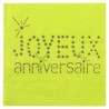 Serviettes de table Joyeux Anniversaire Vert Anis les 20