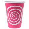 Gobelets carton spirale fuchsia blanc les 10