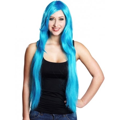 perruque bleu longue