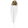 Plumes blanches avec paillettes or 16 cm les 6