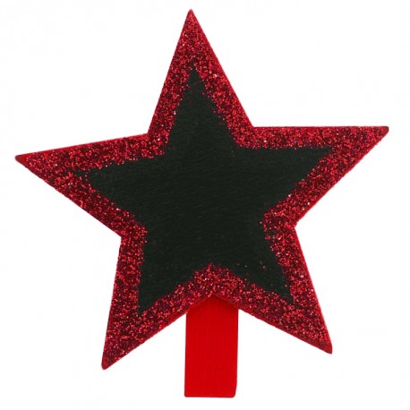 Ardoise étoile pailletée sur pince rouge les 4